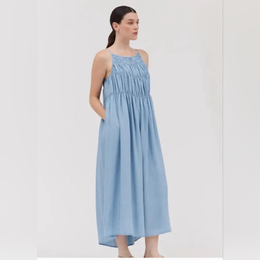 Grade & Gather Chambray Smock Tier Dress